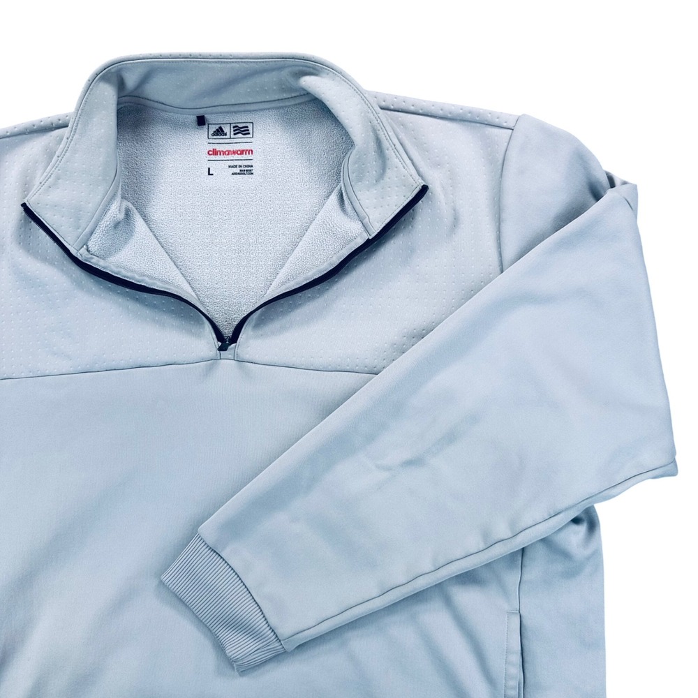 Adidas ClimaWarm Textured Dot 1/4 Zip Golf Fleece Pullover Mens L Gray AE9863